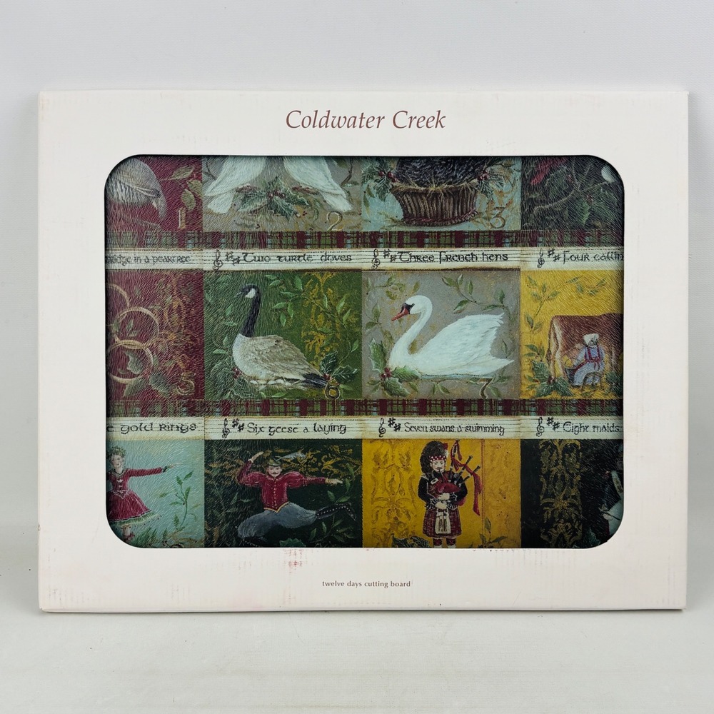 Coldwater Creek Twelve Days of Christmas Cutting Board Kate McRostie Glass 15x12
